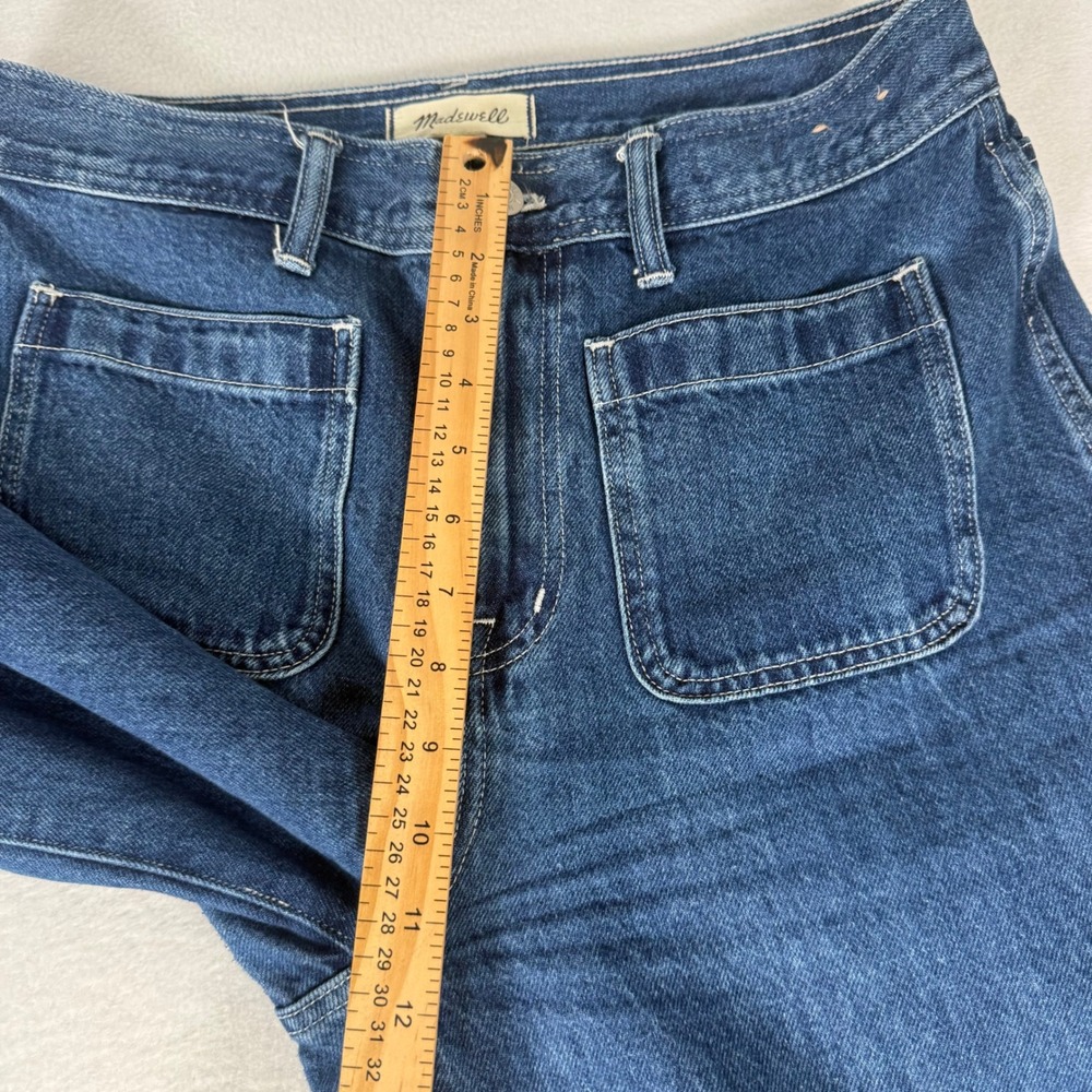 Madewell Superwide-Leg Jeans Women 28 Blue Cotton Denim High Rise Patch Pocket - Picture 7 of 10